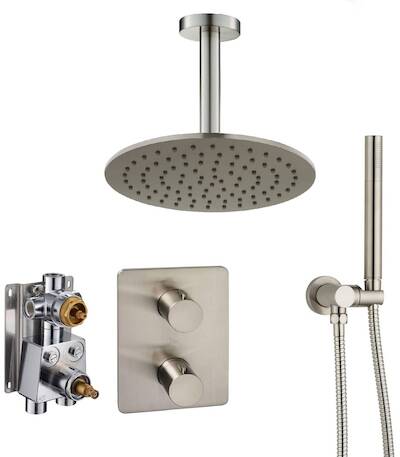 Ben Lavion 250 inbouw regendoucheset met plafondaansluiting Ø25cm RVS-look