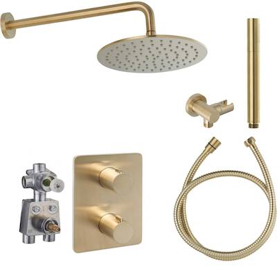 Ben Lavion 250 inbouw regendoucheset Ø25cm geborsteld messing pvd