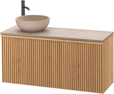 Ben Linea voorgemonteerd badmeubel incl. beige betonnen waskom links 120cm eiken naturel/beige beton