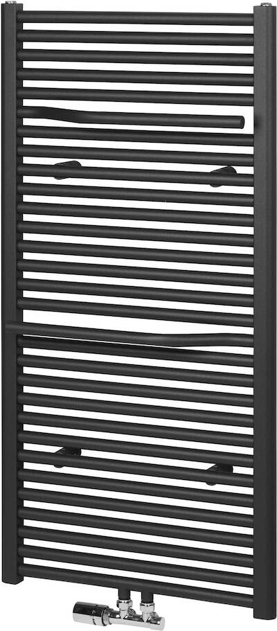 Ben Lineos handdoekradiator met handdoekhouder 753W 60×121,5cm mat grafiet zwart
