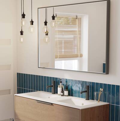 Ben Oblon spiegel met LED verlichting en anti-condens 120×80 cm Mat Zwart
