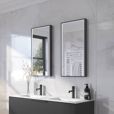 Ben Oblon spiegel met LED verlichting en anti-condens 50×100 cm Mat Zwart