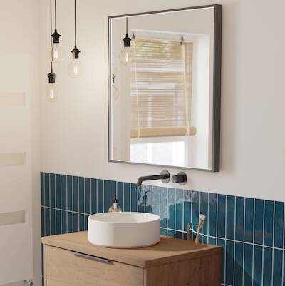 Ben Oblon spiegel met LED verlichting en anti-condens 80×80 cm Mat Zwart