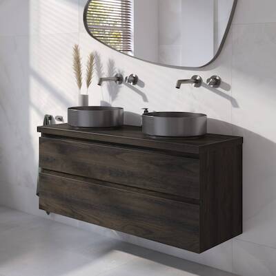 Ben Tendenza voorgemonteerd badmeubel incl. afdekblad 121x46x63,8cm coal oak