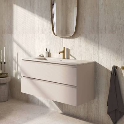 Ben Tendenza voorgemonteerd badmeubel incl. mat beige keramische wastafel 102,7x46x51,5cm zand