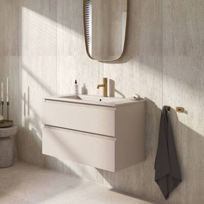 Ben Tendenza voorgemonteerd badmeubel incl. mat beige keramische wastafel 82,7x46x61,5cm zand
