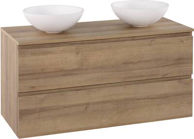Ben Vario badmeubelset met 2 waskommen 120x51cm eiken/mat wit