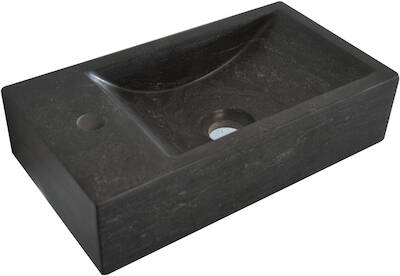 Ben Venetia S fontein 1 kraangat links 36x18x9 cm hardstenen zwart