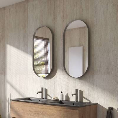 Ben Vita ovale spiegel 40×80 cm Geborsteld RVS