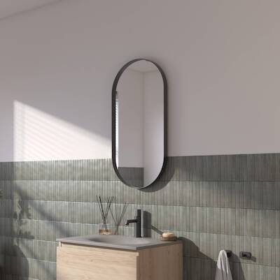 Ben Vita ovale spiegel 40×80 cm Mat Zwart