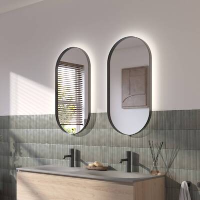 Ben Vita ovale spiegel met LED verlichting en anti-condens 40×80 cm Mat Zwart