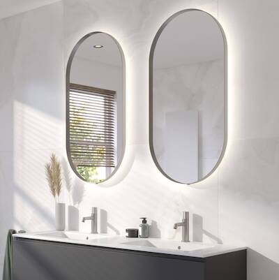 Ben Vita ovale spiegel met LED verlichting en anti-condens 50×100 cm Geborsteld RVS
