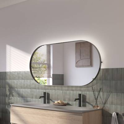 Ben Vita ovale spiegel met LED verlichting en anti-condens 60×120 cm Mat Zwart