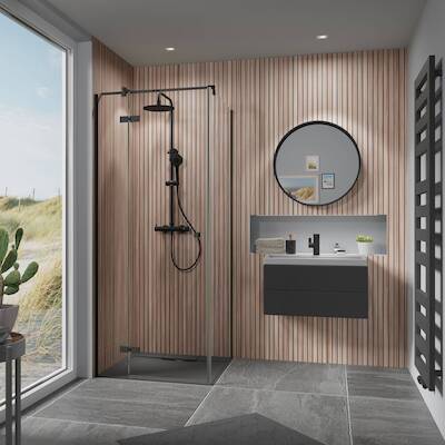 Ben Vivid douchecabine linksdraaiend incl. antikalk 120xincl. antikalk 100x200cm mat zwart