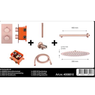 Best-Design “One-Pack” Inbouw-Regendoucheset “Lyon-M-300” Rose Mat Goud