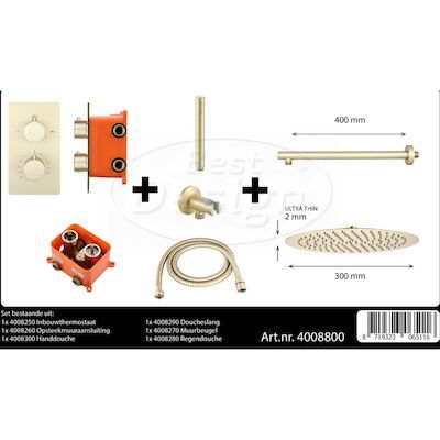 Best-Design “One-Pack” Inbouw-Regendoucheset “Nancy-M-300” Mat-Goud