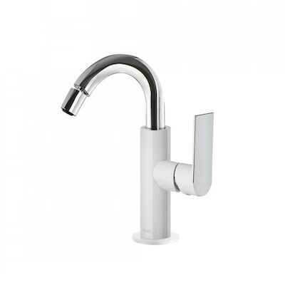 Bidetmengkraan Tres Loft Colors 1-Hendel Bidet Uitloop Gebogen 16,5 cm Rond Wit Chroom