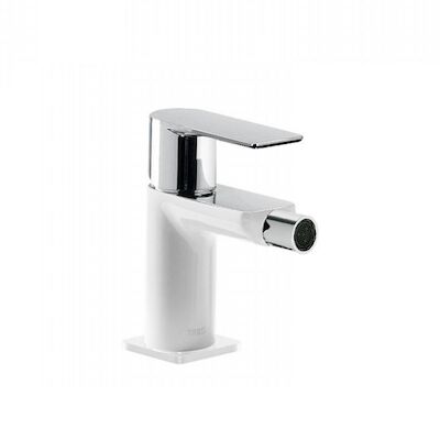 Bidetmengkraan Tres Loft Colors 1-Hendel Bidet Uitloop Recht 8 cm Rond Wit Chroom