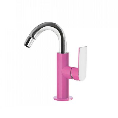 Bidetmengkraan Tres Loft Colors 1-Hendel Uitloop Gebogen 16.5 cm Rond Fuchsia Chroom