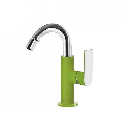 Bidetmengkraan Tres Loft Colors 1-Hendel Uitloop Gebogen 16.5 cm Rond Groen Chroom