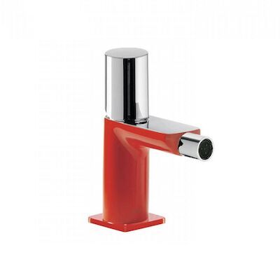 Bidetmengkraan Tres Loft Colors 1-Knop Uitloop Recht 8 cm Rond Rood Chroom