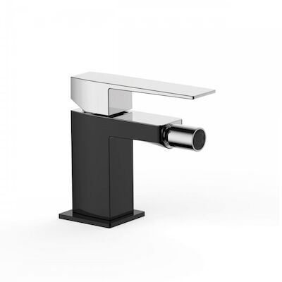 Bidetmengkraan Tres Slim Exclusive 1-Hendel Uitloop Recht Vierkant Chroom Zwart