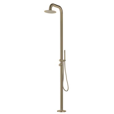 Buitendouche vrijstaand Fortifura Outdoor Deluxe Regendouche Met Handdouche Geborsteld Messing