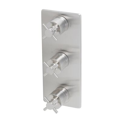 BWS Afbouwdeel Crux Douche Thermostaat 3Weg RVS Look