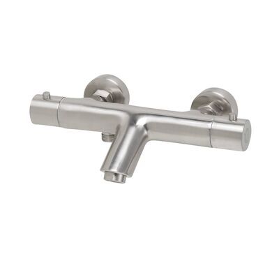BWS Badkraan Thermostatisch Londen Badkraan h.o.h. 15 cm Geborsteld Staal
