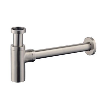 BWS Bekersifon Luxe Rond 5/4″ RVS Look (Inclusief Muurbuis en Rozet)