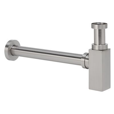 BWS Bekersifon Luxe Vierkant 5/4″ RVS Look (Inclusief Muurbuis En Rozet)