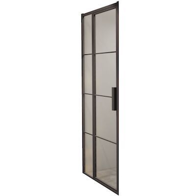 BWS Douchecabine Deur Frame met Vast Paneel 89×200 cm 8 mm NANO Glas Mat Zwart Raster