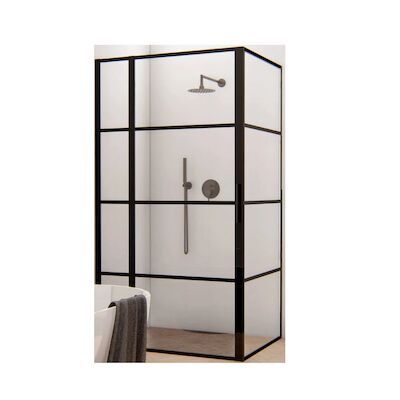 BWS Douchecabine Frame 100×150 cm 8 mm NANO Glas Mat Zwart Raster