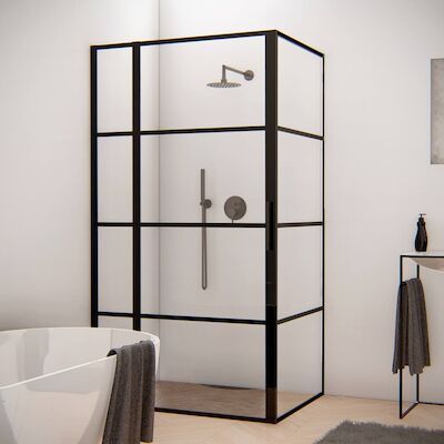 BWS Douchecabine Frame 120×80 cm 8 mm NANO Glas Mat Zwart Raster