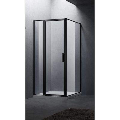 BWS Douchecabine Recta 90 cm Met Vast Paneel Nano Glas Mat Zwart Profiel (ALLE MATEN)