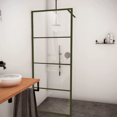 BWS Douchewand Frame 8mm | NANO coating | Mat Groen Raster | Inloopdouche (Alle maten)