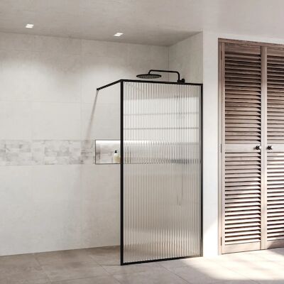 BWS Douchewand Ribbel 100×200 | Helder | Mat Zwart | Inloopdouche