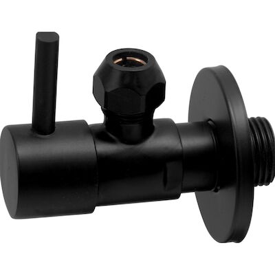 BWS Hoekstopkraan Mika Minimaal 3/8″x10 Inclusief Rozet Mat Zwart