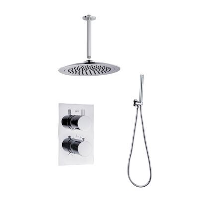 BWS Inbouw Regendouche | 30cm Stortdouche Plafonduitloop met staafhanddouche | Chroom