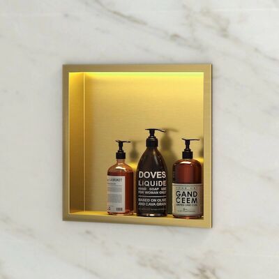 BWS Inbouwnis | Lucio | met LED Verlichting | 30x30x7cm | Mat Goud