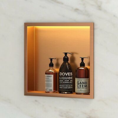 BWS Inbouwnis | Lucio | met LED Verlichting | 30x30x7cm | Mat Rose Goud