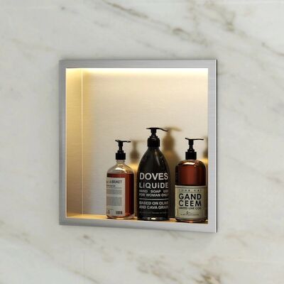 BWS Inbouwnis | Lucio | met LED Verlichting | 30x30x7cm | RVS