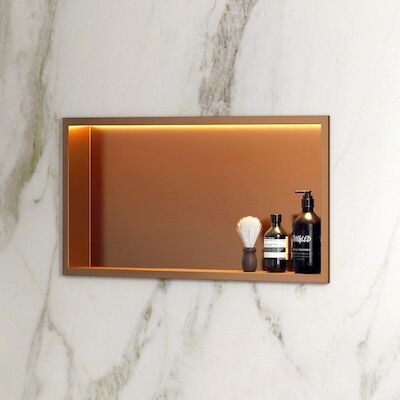 BWS Inbouwnis | Lucio | met LED Verlichting | 60x30x7cm | Mat Rose Goud