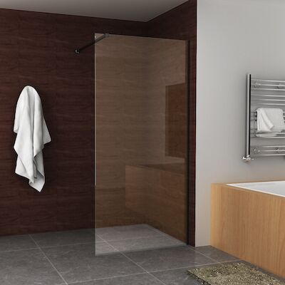 BWS Inloopdouche Met Zwart Muurprofiel 90x200cm Safety Glass En Nano Glas 10mm