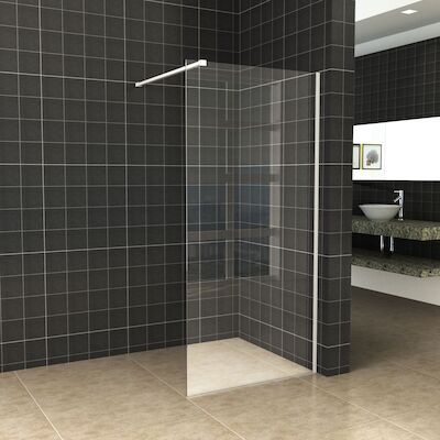 BWS Inloopdouche Pro Line Helder Glas 100×200 Mat Wit Profiel en Stabilisatiestang