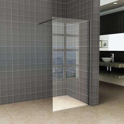 BWS Inloopdouche Pro Line Helderglas 95×200 8mm Nano Coating Mat Zwart Profiel en Stang