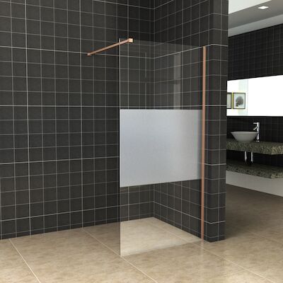 BWS Inloopdouche Pro Line Middenband 110×200 Geborsteld Messing Koper Profiel en Stang
