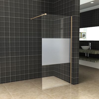BWS Inloopdouche Pro Line Middenband 80×200 Geborsteld Messing Goud Profiel en Stang