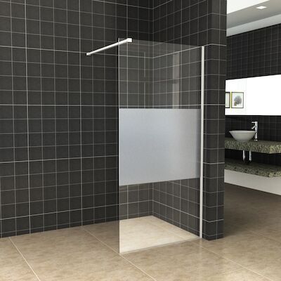 BWS Inloopdouche Pro Line Middenband 90×200 Mat Wit Profiel en Stabilisatiestang