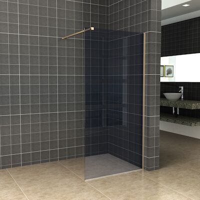 BWS Inloopdouche Pro Line Rookglas 120×200 Nano Coating Geborsteld Messing Goud Profiel en Stang